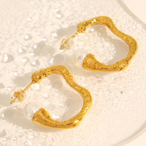 Pendientes de Aro Geométricos Chapados en Oro con Perla Sintética para Uso Diario de Mujer - Product Image 3