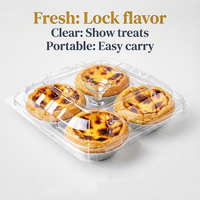 4 boîtes d'emballage pour petits gâteaux transparentes, écologiques, étanches, avec couvercle, en plastique PET transparent