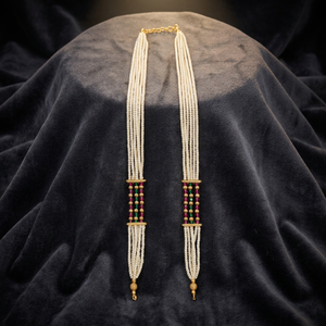 Collar de Perlas Mala de Varias Capas de Primera Calidad |   Joyería nupcial india para novias |   Collar de Perlas Tradicional en Capas - Product Image 2