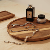 Plateau de service rond en bois d'acacia, plateau de présentation personnalisé pour table basse, bougies et amuse-gueules