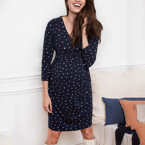 Vestido abierto frontal Floral de verano, <span class=keywords><strong>ropa</strong></span> de embarazo para amamantar, vestido Midi de manga larga para <span class=keywords><strong>lactancia</strong></span> <span class=keywords><strong>posparto</strong></span>, <span class=keywords><strong>ropa</strong></span> de maternidad - Product Image 4