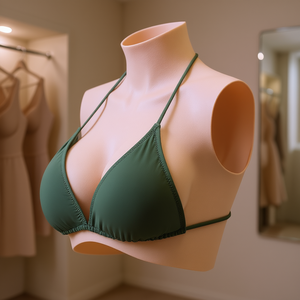 Body féminin à col montant avec protège-poitrine en silicone, formes de poitrine réalistes bonnet C, style uni toutes saisons - Product Image 2