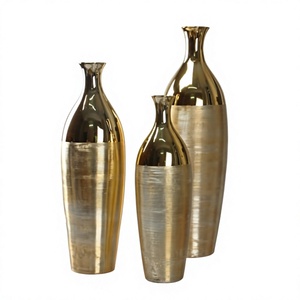 Modern Stainless Steel Floor Vase Tall Decorative Metal Flower Vase for Living Room Bedroom Entryway Office Wedding <b>Home</b> Decor - Product Image 2