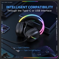 Casques filaires ONIKUMA X33 en gros, écouteurs RGB USB Type-C pour gaming, casques supra-auriculaires avec microphone anti-bruit