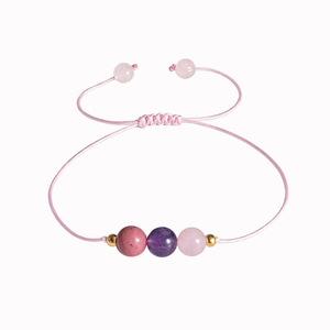 Women's Natural Stone Beaded <b>Adjustable</b> <b>Bracelet</b> Pink Crystal Handmade Gift Jewelry Yiwu Origin - Product Image 3