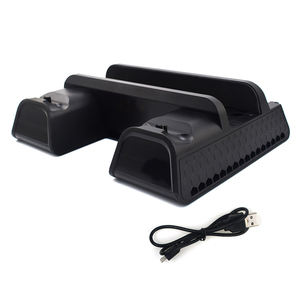 Support vertical 3 en 1 pour PS4/PS4 Slim/PS4 PRO avec station de charge double pour manettes, jeux pour Sony <span class=keywords><strong>Playstation</strong></span> <span class=keywords><strong>4</strong></span>, ventilateur de refroidissement - Product Image 1