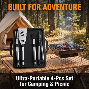 <span class=keywords><strong>Kit</strong></span> d'accessoires <span class=keywords><strong>de</strong></span> barbecue haut <span class=keywords><strong>de</strong></span> gamme 5 pièces en acier inoxydable avec sac cadeau pour hommes, idéal pour les grillades en plein air - Product Image 1