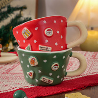 Tasse à café en céramique avec couvercle et dessin animé mignon du père Noël, cadeau de Noël créatif, tasse d'eau pour couple, vente en gros
