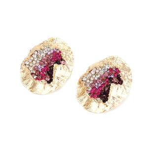 <span class=keywords><strong>ZA</strong></span>-pendientes redondos de oro de 18k para mujer, aretes de tuerca de piedra drusa, Irregular, exagerados, novedad de 2023 - Product Image 5