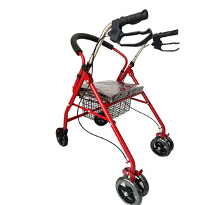 Cheng Shao <b>Walker</b> Rollator Six Wheel Folding Red With Seat And Basket For Elderly Mobility Aid - Product Image 1
