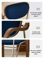 Chaise de salle à manger et fauteuil de style mid-century avec pieds en acier inoxydable, revêtement en velours, design durable