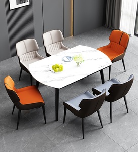 Juego de <span class=keywords><strong>Sillas</strong></span> de Comedor <span class=keywords><strong>Tapizadas</strong></span> en Cuero Genuino Azul <span class=keywords><strong>Gris</strong></span>áceo de Diseño Moderno, Mesas y <span class=keywords><strong>Sillas</strong></span> de Comedor, Muebles para Sala de Estar y Comedor - Product Image 4