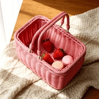 Panier à fleurs tissé en PP, style rustique, pour salons floraux, arrangements de la Fête des Mères et de la Saint-Valentin