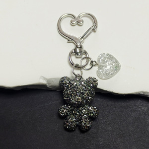 Portachiavi in resina con strass, ciondolo <span class=keywords><strong>orsetto</strong></span>, piccolo <span class=keywords><strong>orsetto</strong></span> in plastica con cuore glitterato, ciondolo per borsa, accessori portachiavi - Product Image 6