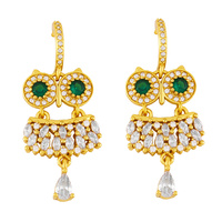 Joyería de moda Pendientes Chapado en oro 18K Joyería para mujer Zirconia Pendientes de aro Animal Búho Pendientes