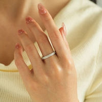 Bagues d'éternité double rangée en moissanite GRA VVS1 pavée, en argent sterling 925 plaqué platine, bijoux de fiançailles pour femme