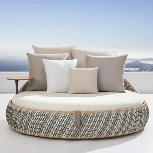Modern Outdoor Living Room Patio <b>Rattan</b> Daybed <b>Sofas</b> Cushions Retractable Canopy Eco-Friendly Waterproof UV-Resistant Furniture - Product Image 5