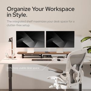 Riser Màn hình kép với kệ kim loại tích hợp-Kệ để bàn bằng gỗ cho đầu bàn-Kệ đứng Màn hình Kép (Quả óc chó) - Product Image 6