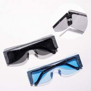 Lunettes de soleil tendance 2020 à verres uniques UV400, demi-montures, surdimensionnées, carrées, pour femmes - Product Image 6