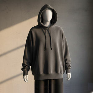 Sudadera con Capucha de Alta Calidad para Hombre, Invierno 2025, Deportiva, Transpirable, Tejida, 100% Algodón, Doble Capa, Lavado Ácido, Sin Cordones - Product Image 6