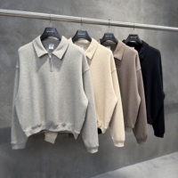 Sweat-shirt à col polo mi-zippé ample à manches longues et épaules tombantes 320G, nouvelle collection automne, personnalisé pour hommes, par les fabricants de vêtements