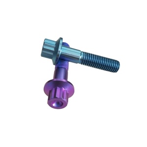 Grade5 M7 x 32mm TC4 bu lông Titan bánh xe trung tâm 12 điểm mặt bích <span class=keywords><strong>ti</strong></span> vít rèn bu lông Titan cho xe hơi - Product Image 4