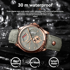 Orologio da Uomo Casual Sportivo, Orologio al Quarzo alla Moda con Cinturino in Pelle, Lusso di Alta Gamma, Impermeabile, con Luce Notturna e Data - Product Image 6