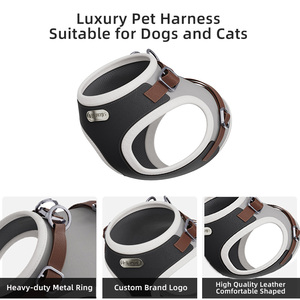 Arnés de Perro de Cuero de Lujo de Diseño OEM, Arnés de Correa para Mascotas Resistente y Personalizado, Sin Escape, con Colores Modernos - Product Image 3