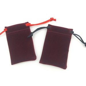 Bolsas de terciopelo rojo con cordón y doble cierre, bolsa para accesorios para guardar joyas - Product Image 1