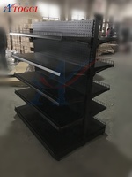 900*450*1500mm 5 niveaux noir double face étagère de supermarché avec clôture