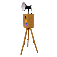 Photomaton vintage en bois double face avec impression instantanée, écran tactile de 18,5 pouces et compatibilité iPad/appareil photo reflex numérique, flash Godox