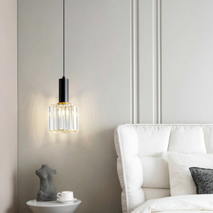 Crystal Pendant Lamp Gold Metal Frame Clear Glass Shade Modern Minimalist Style For Bedroom <b>Dining</b> Room Home <b>Lighting</b> - Product Image 3