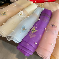 Nouvelles Écharpes Chaudes d'Hiver 2026 pour Femme – Châles en Soie et Laine Unie, Étoles Papillon de Luxe Brodées, Pashminas Chauds pour Dames