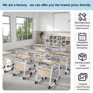 Set di Sedia e Banco a Forma di C in Legno per Studenti, Design Ergonomico per Aula e Studio Domestico - Product Image 3