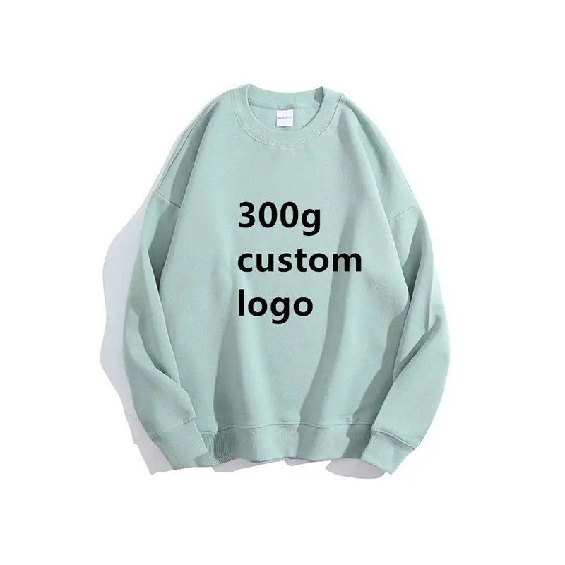 High Quality Custom Logo 300G Cotton Drop Shoulder Pullover Plain Crewneck Sweatshirt