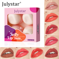 Julystar Maquillage Professionnel – Kit 4 Couleurs Facile à Appliquer – Baume Hydratant et Lissant pour Lèvres et Joues – Rouge à Lèvres Liquide Effet Gelée