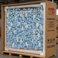 Mur de fleurs artificielles de luxe bleu 8x8 pieds, personnalisé en usine, avec roses en soie simulées, pour la maison et les restaurants