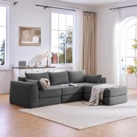 Canapé en velours côtelé à profil bas avec chaise longue modulaire pour la décoration moderne du salon