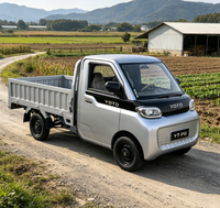 Mini-camion électrique avec configuration intérieure complète, espace de chargement ouvert spacieux, cabine fermée, idéal pour le commerce, la ferme et la livraison