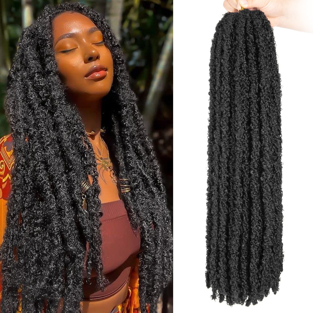 Alileader bán buôn 30 24 18 12 inch tổng hợp bướm locs Crochet Twist bện tóc bướm đau khổ locs Crochet tóc