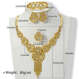 ชุดเครื่องประดับเจ้าสาวเพชรซิรคอนแฟชั่นสำหรับผู้หญิง ชุบทอง 14K สำหรับงานแต่งงานและงานหมั้น - Product Image 3