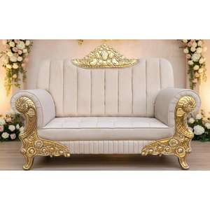 Sofá de Lujo para Bodas Reales, Sofá de Dos Plazas Tapizado y Acolchado de Madera Tallada para Decoración de Escenarios, Estilo Europeo de Lujo para Bodas - Product Image 2