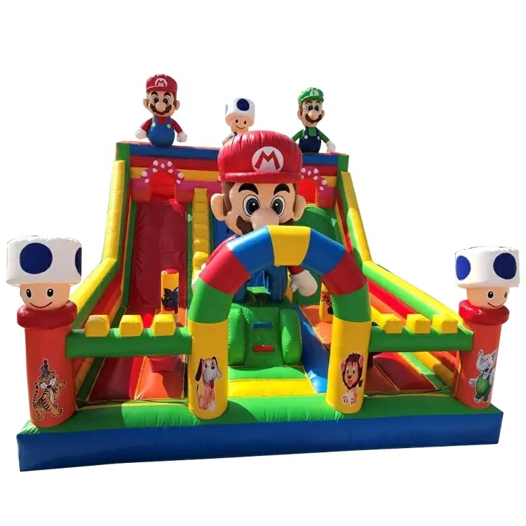 Aufblasbarer Kinderspiel platz mit Luftpumpe Super Mario Aufblasbare Trocken rutsche Große Erwachsene Aufblasbare Wasserpark rutsche Für Party
