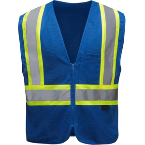 Chaleco de Seguridad Reflectante LED de Alta Visibilidad ANSI Clase 2, Transpirable, para Exteriores, para Hombre, con Logotipo Personalizado, Azul Rey - Product Image 1