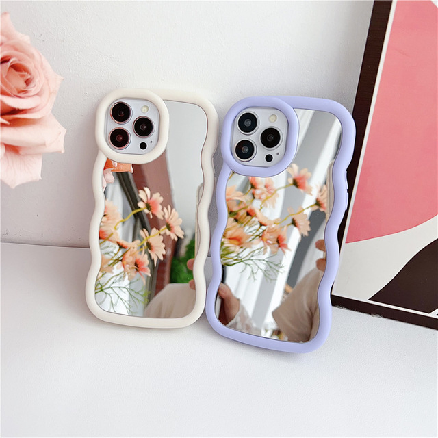 Ins Style Full Coverage Mirror Phone Cover Cute Girls Fashion Back Case for iPhone for Samsung Mobile Phones