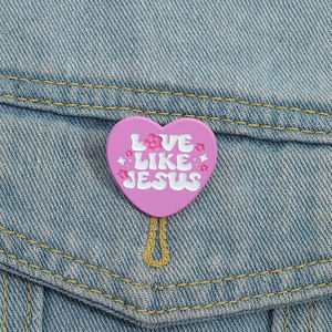 Cinta suka Yesus Enamel Pin Kristen iman hati bros kerah Lapel lencana perhiasan hadiah untuk teman dan orang dewasa - Product Image 1