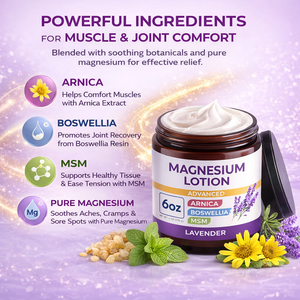 โลชั่นแมกนีเซียมผสมอาร์นิก้าและเอ็มเอสเอ็ม |   ครีมบำรุงผิวขาและเท้าสูตรเย็น |   มอยเจอร์ไรเซอร์เนื้อบางเบา ปลอดภัยสำหรับเด็ก - Product Image 3