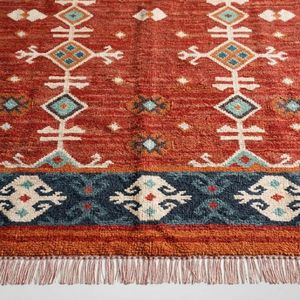 Red Aztec Style Handmade Carpet Southwestern Area Rug for Bedroom Living Room Hallway Custom Size Decorative Floor Covering - Product Image 2