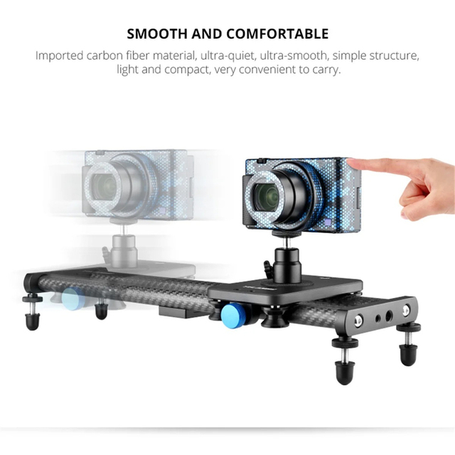 For YELANGU L40T 40CM Carbon Fiber Camera Track Slider for // DSLR Smartphone Lightweight Smooth Video Stabilizer Rail
