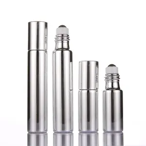 supplier custom luxury hair serum roller ball aluminum cap silver massage lip gloss round glass bottles 5 10 15 ml